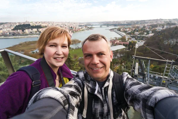 Man and Woman taking self Portrait — Stock Photo, Image