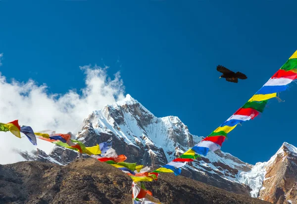 Nepalese Prayer Flags in Mountains — Stock Image Nepalese Prayer Flags in Mountains Royalty Free Stock Photos