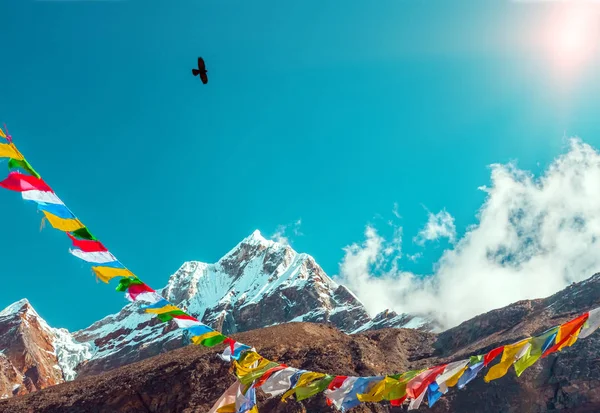 Nepalese Prayer Flags in Mountains — Stock Image Nepalese Prayer Flags in Mountains Stock Image