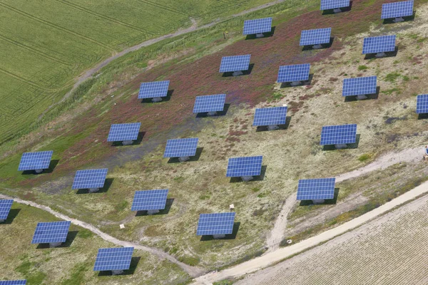Vista aérea dos painéis solares Província de Huelva, Espanha — Fotografia de Stock