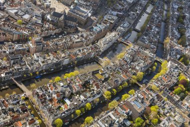 Amsterdam, Hollanda. Eski Şehir Merkezi 'nin hava görüntüsü 