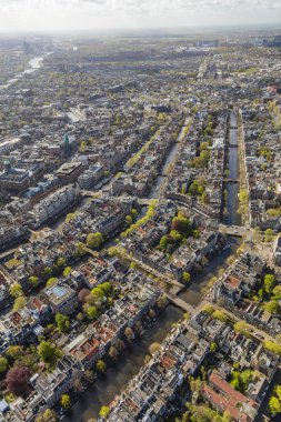 Amsterdam, Hollanda. Eski Şehir Merkezi 'nin hava görüntüsü 