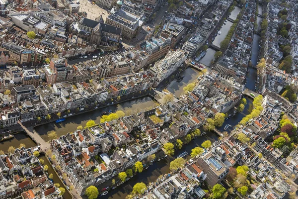 Amsterdam, Hollanda. Eski Şehir Merkezi 'nin hava görüntüsü 