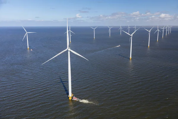 Luchtfoto Van Windturbines Zee Noord Holland Nederland — Stockfoto