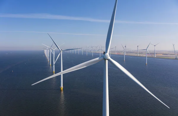 Aerial View Wind Turbines Sea North Holland Netherlands — Stock Photo, Image