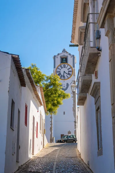 Torre Dell Orologio Chiesa Santa Maria Del Castello Tavira Algarve — Foto Stock