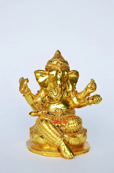 Estatua de oro Ganesha Hinduismo elefante cabeza dios adoración para la suerte y el éxito — Foto de Stock