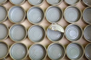 boş teneke gıda kahverengi kağıt kutusunda olabilir