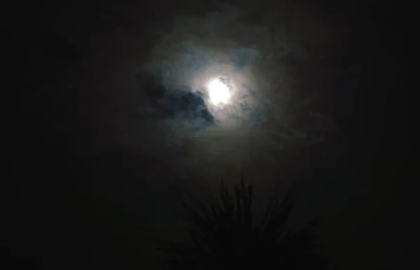 Lua e nublado no céu na noite — Fotografia de Stock