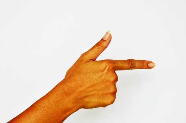 Χέρι κάνει δύο δάχτυλων σε λευκό φόντο — Φωτογραφία Αρχείου