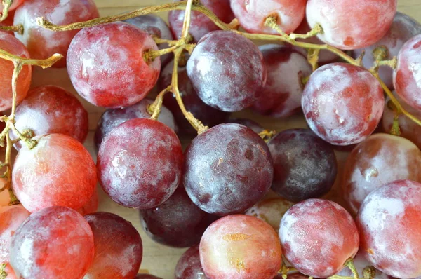 Rote Trauben auf Holzbrett — Stockfoto