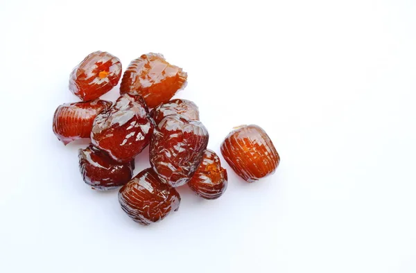 Sweet Chinese jujube coating syrup on white background — Stock Photo, Image