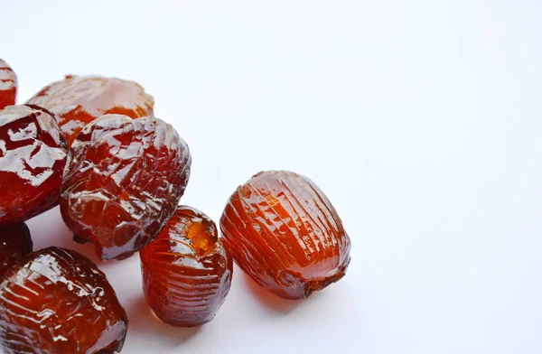 Sweet Chinese jujube coating syrup on white background — Stock Photo, Image