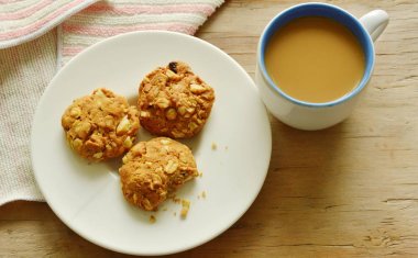 tahıl ezmesi kurabiye ve kahve Kupası Ahşap tablo