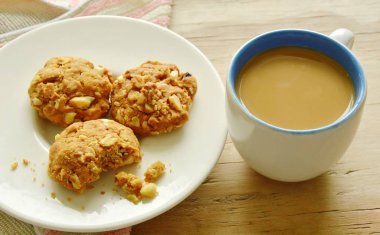 tahıl ezmesi kurabiye ve kahve Kupası Ahşap tablo