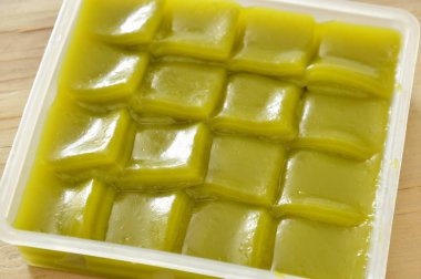  Yeşil katman tatlı yapışkan kek Tay tatlı plastik tepsi