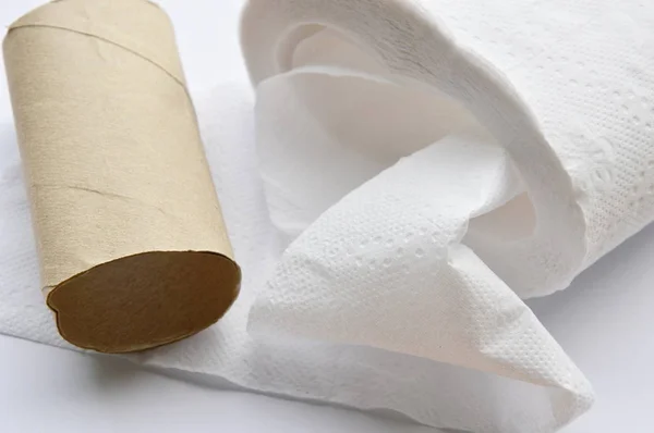 Núcleo de papel de tejido duro marrón sobre fondo blanco — Foto de Stock