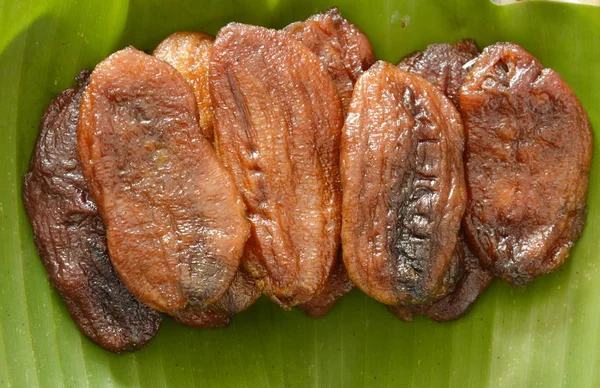 dried banana Thai  preservation food on leaf