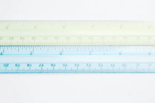 Colorful plastic ruler on white background — Stock Photo, Image