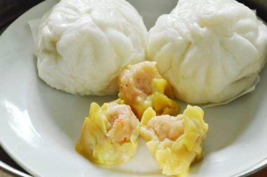  Çince buğulanmış çörek kıyılmış domuz eti ve Dim sum pot dolması