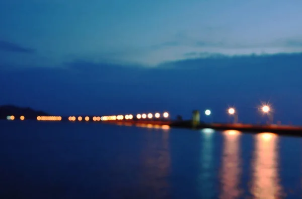 Blurry of Khun Dan Prablurry of karn Chon big concrete dam in Thailand on twilight sky — Stock Photo, Image