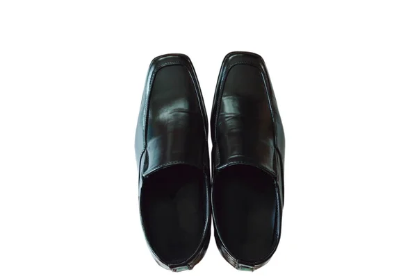 흰색 바탕에 검은 비즈니스 가죽 신발 — 스톡 사진