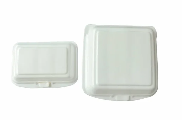 白い背景の上に食品を包装用の大きな発泡ボックス — ストック写真