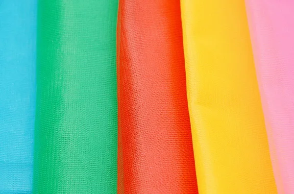 Tecido colorido nylon arranjando fundo e textura — Fotografia de Stock