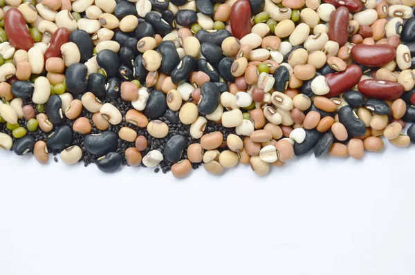 Varietà grezza fagioli e cereali struttura e sfondo della pianta — Foto Stock