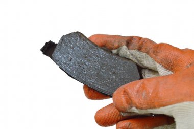 Beyaz arka planda değiştirilmiş için geçersiz fren astar tutan eldiven El