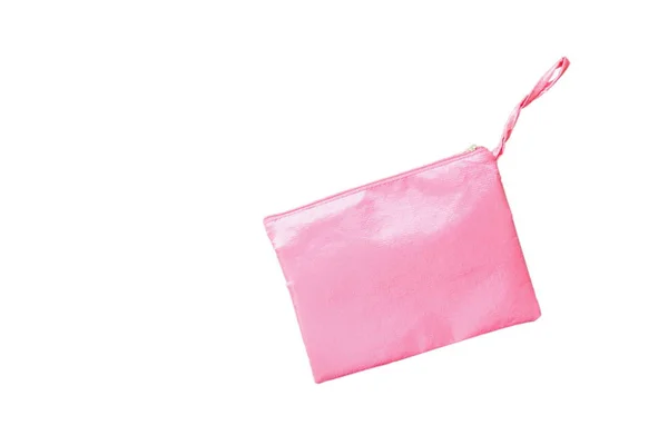 Bolsa Tecido Rosa Fundo Branco — Fotografia de Stock