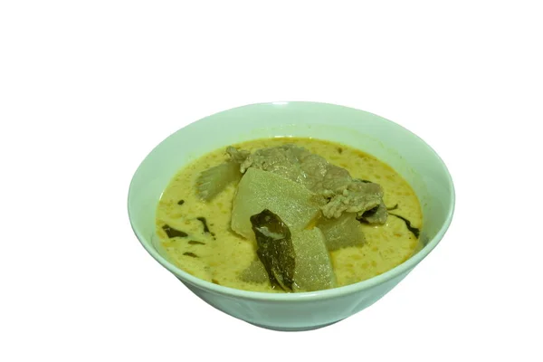 Melão Inverno Cozido Picante Com Carne Porco Fatia Curry Verde — Fotografia de Stock
