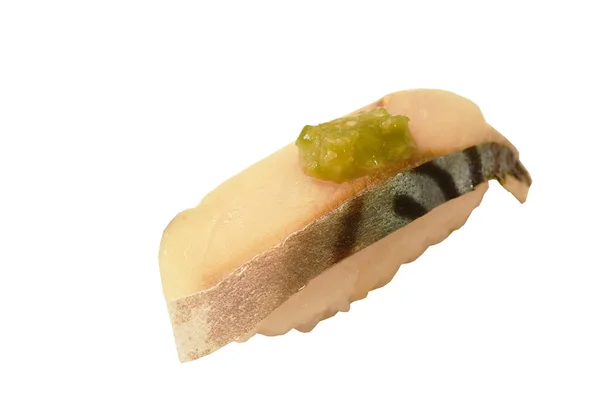 Saba Makerel Pesce Sushi Giapponese Cibo Sfondo Bianco — Foto Stock