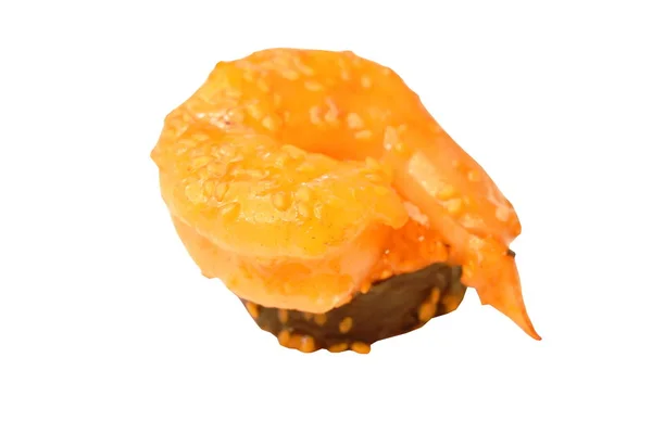 Pácolt Garnélarák Topping Maki Sushi Japán Élelmiszer Fehér Alapon — Stock Fotó