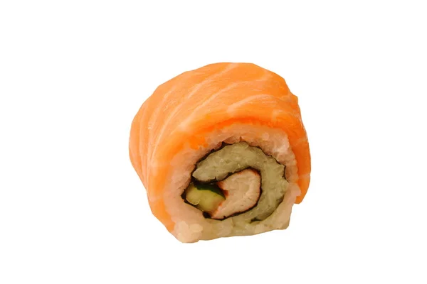 California Roll Envuelto Con Rebanada Salmón Sushi Comida Japonesa Sobre —  Fotos de Stock