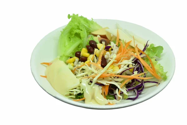 Vegetable Wholegrain Salad Dressing Mayonnaise Salad Plate — Stock Photo, Image