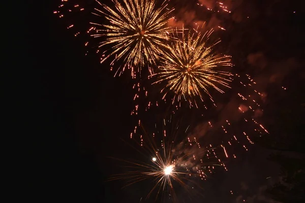 Feux d'artifice explosif sur le ciel sombre dans la nuit — Photo