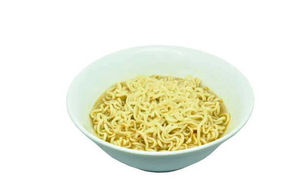 Soft Boiled Instant Noodles Bowl White Background — Stock Photo, Image