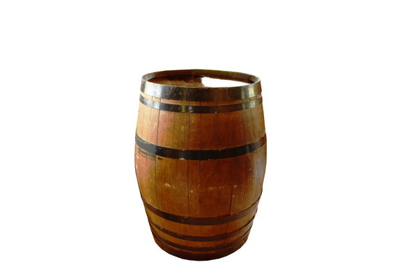 wooden wine fermentation barrel on white backhround