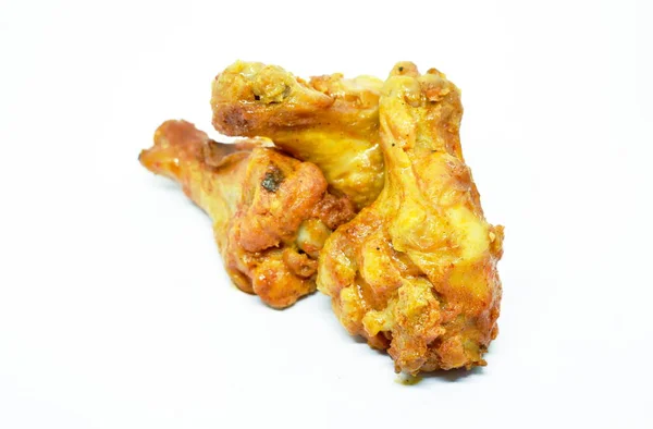 Ala Croccante Tamburo Pollo Fritto Con Salsa Barbrcue Sfondo Bianco — Foto Stock