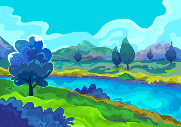 Paisaje, ilustración vectorial — Vector de stock