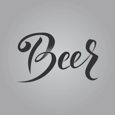 Bira. El Vintage metin gri arka plan üzerinde yazı. Vektör çizim