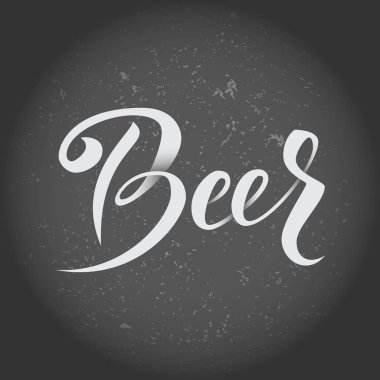 Bira. Koyu arka plan üzerinde Vintage metin yazı el. Vektör çizim