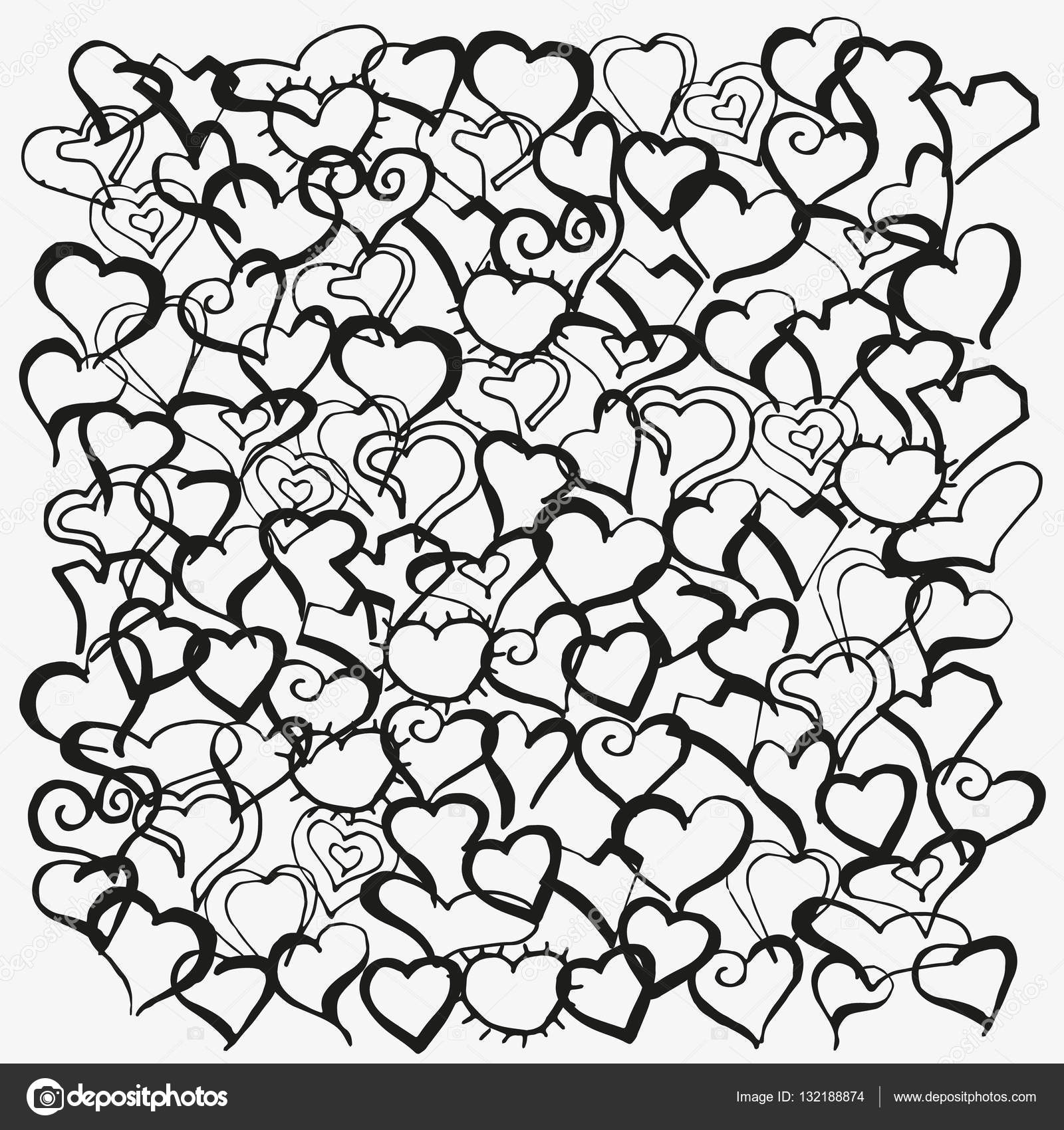 Disegni da colorare libro Pattern con cuori disegnati a mano Doodle Zentangle henn¨