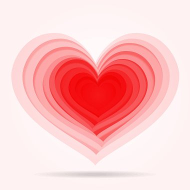 Kırmızı kalp. Beyaz arka plan üzerinde izole büyük güzel stilize kalp. Metin için yer. Afiş ve tebrik kartları için. Vektör çizim