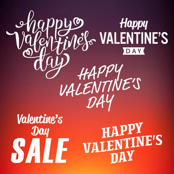 Happy Valentine's Day Tittles. Text For Your Design. Multicolor Background. White Vintage Hipster Text. Valentines Day Vector Illustrations And Typography Elements. — Stock Vector