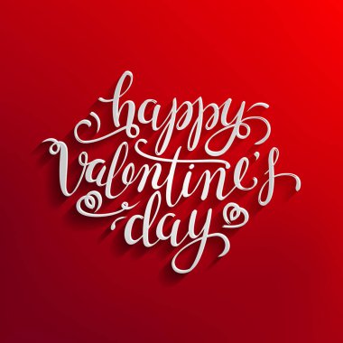 Komik Sevgililer kartı Sevgililer günün kutlu olsun el çizim vektör tasarım yazı. Metin için yer. Güzel kırmızı tebrik kartı tasarımınız için beyaz Vintage yazı ile. Vektör çizim