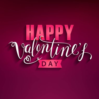 Mutlu Sevgililer günü kartı kaligrafi alıntı. Tipografik Tasarım. Metin kırmızı zemin üzerine yazı el. Tebrik kartları, tasarım yazdırmak için iyi. Vektör çizim