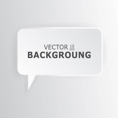 Soyut konuşma balonu. Vektör gri kağıt arka plan beyaz etikette. Dikdörtgen şeklinde. Tasarım alıntı. Vektör çizim