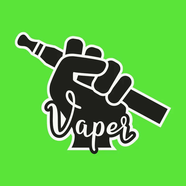 Vape Icon. Hand Holding E-cigarette. Vaping Symbol On Bright Background. Vaporize Pen Device In A Hand. Vector Illustration. — Stock Vector